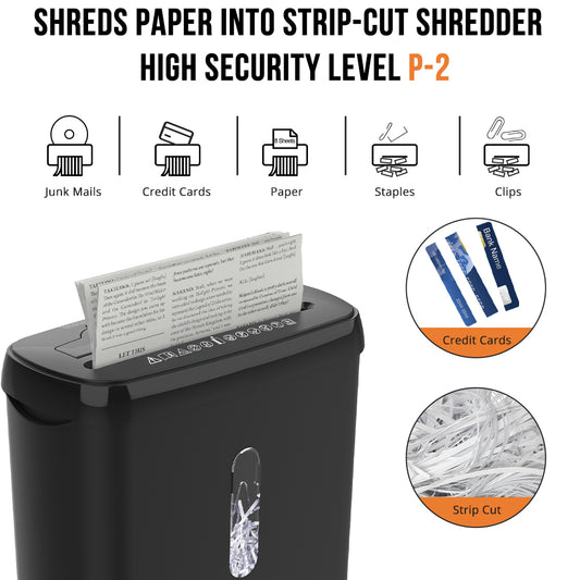 Woolsche 10-Sheet P-2 Strip Cut Paper Shredder, ETL Certified Home Shredder)
