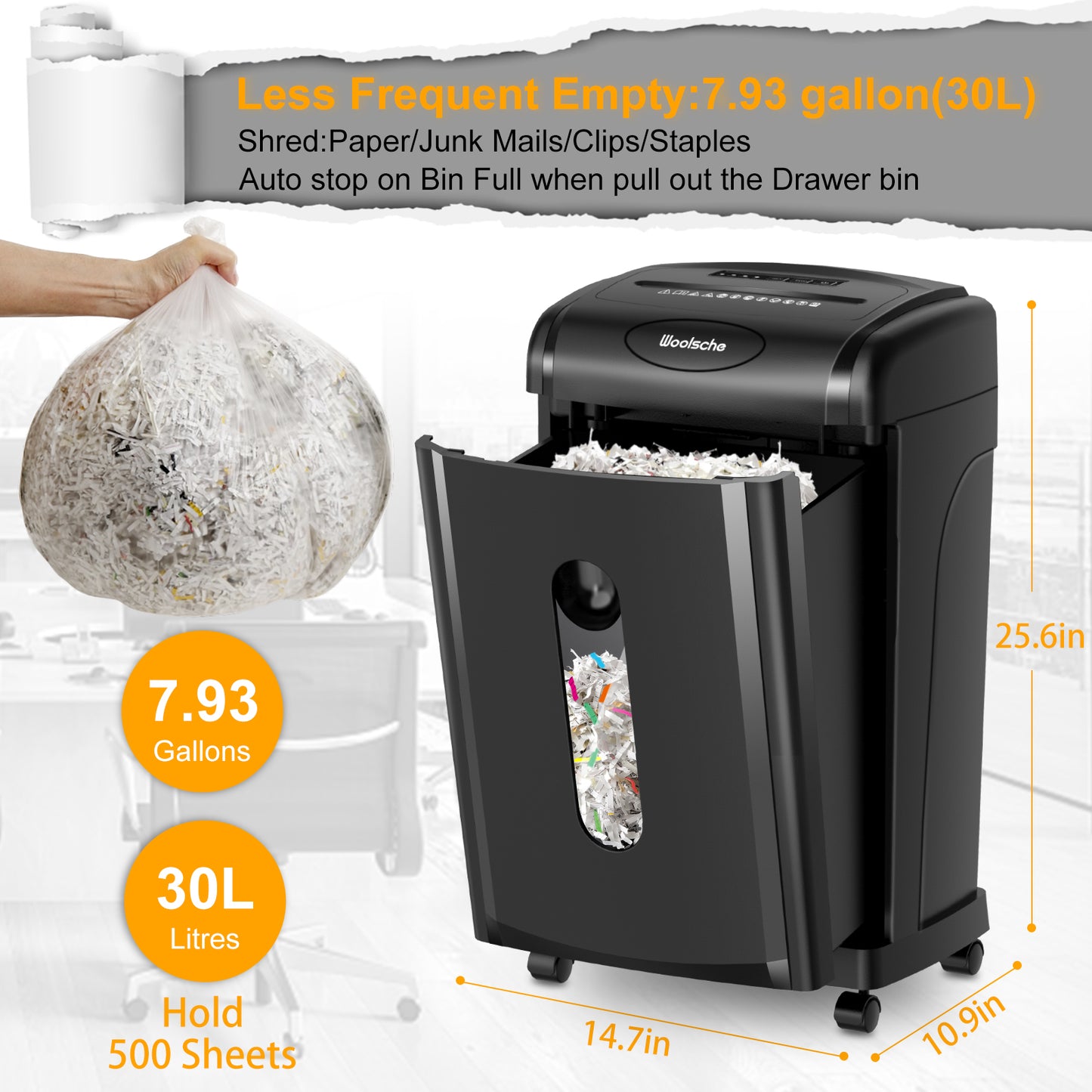 Paper Shredder, 19-Sheet Cross Cut, 8 Gallon Pull Out Bin, P-4 Security Level, Shred Paper and Credit Card and Durable&Fast for Home Office