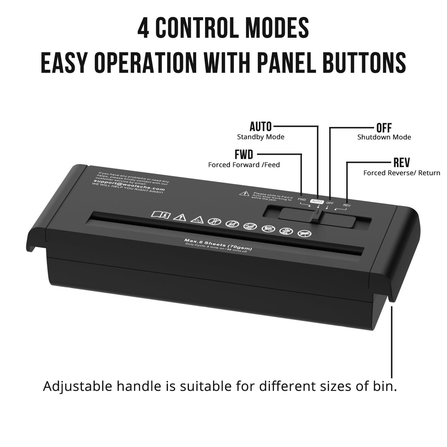 Small Paper Shredder for Home, 6 Sheet Strip Cut Paper Shredder Without Basket,Portable Shredder Extendable Arm Design with Overheat Protection for Home Office