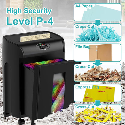 Woolsche 22-Sheet Cross Cut Paper Shredder, 7.93 Gallon Pull-Out Bin, P-4 Security Level | ETL Certified Heavy Duty Shredder for Home & Office (Shreds Paper/Credit Cards/CDs)