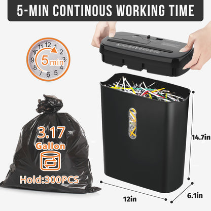 10-Sheet Strip Cut Paper Shredder, P-2 Security Level with 3.17 Gallon Basket, CD & Credit Card Shredder,ETL Certified Home Office Shredders