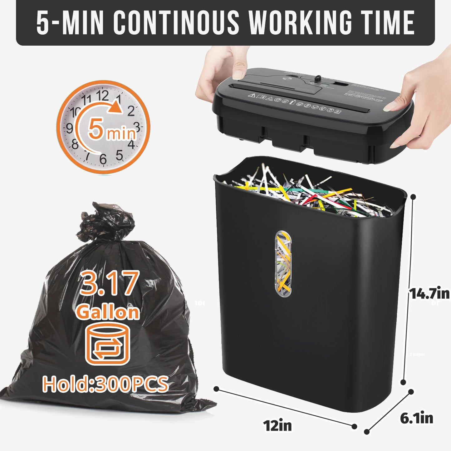 10-Sheet Strip Cut Paper Shredder, P-2 Security Level with 3.17 Gallon Basket, CD & Credit Card Shredder,ETL Certified Home Office Shredders