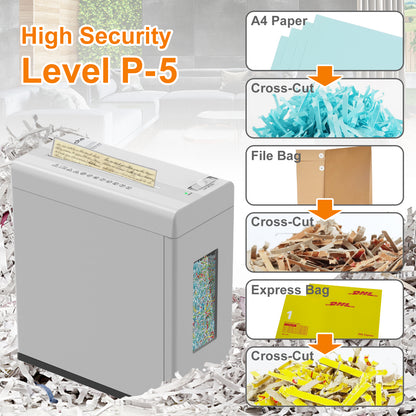 5-Sheet Micro Cut Paper Shredder with 2.65 Gallons Bin, P-5 High Security Level,Pull Out Basket with Jam Proof System for Home Office