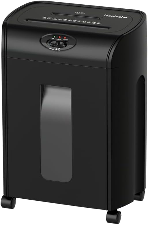 Woolsche Paper Shredder, 15-Sheet Cross Cut with 4.76-Gallon Pull Out Basket, P-4 Security Level, 3-Mode Design Shred Paper and CD/Credit Card