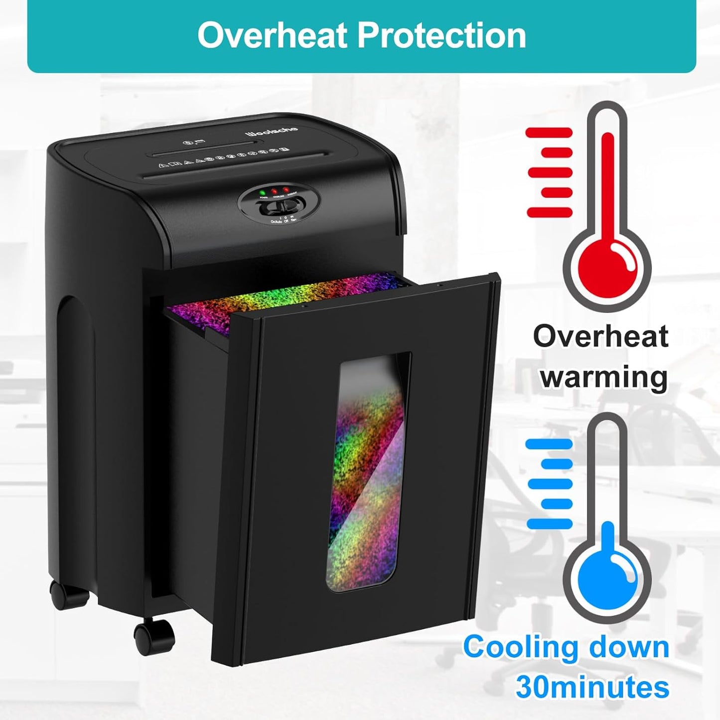 Woolsche 22-Sheet Cross Cut Paper Shredder, 7.93 Gallon Pull-Out Bin, P-4 Security Level | ETL Certified Heavy Duty Shredder for Home & Office (Shreds Paper/Credit Cards/CDs)