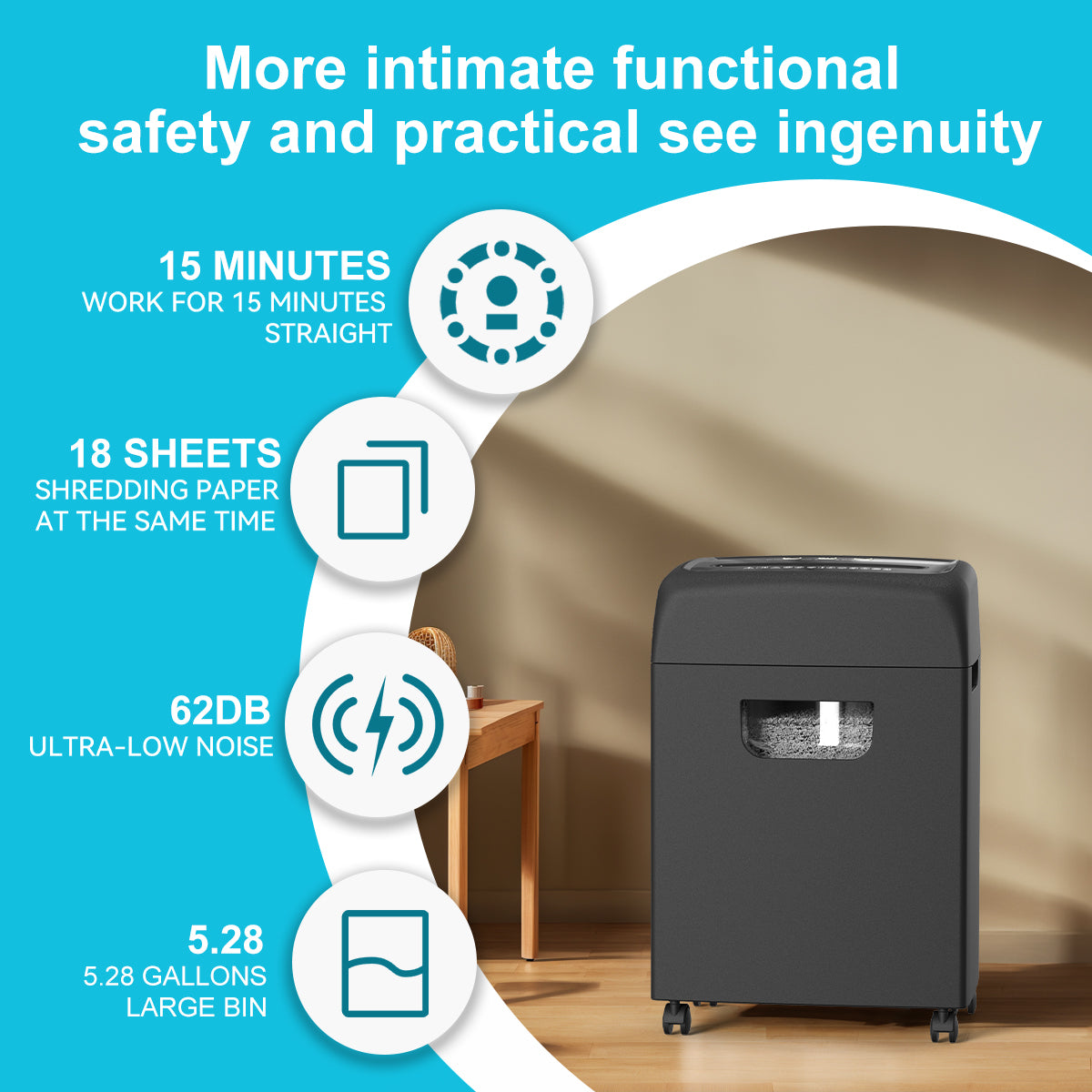 Cross Cut Aktenvernichter 18 Blatt Aktenvernichter Kredit kartenvernichter Sicherheitsstufe P-4 für Haus, Büro und Schulen