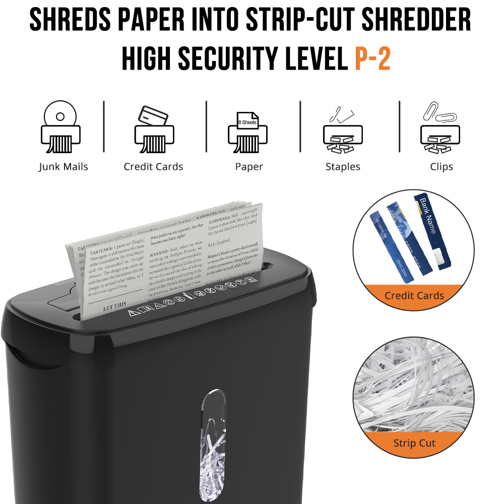 10-Sheet Strip Cut Paper Shredder, P-2 Security Level with 3.17 Gallon Basket, CD & Credit Card Shredder,ETL Certified Home Office Shredders