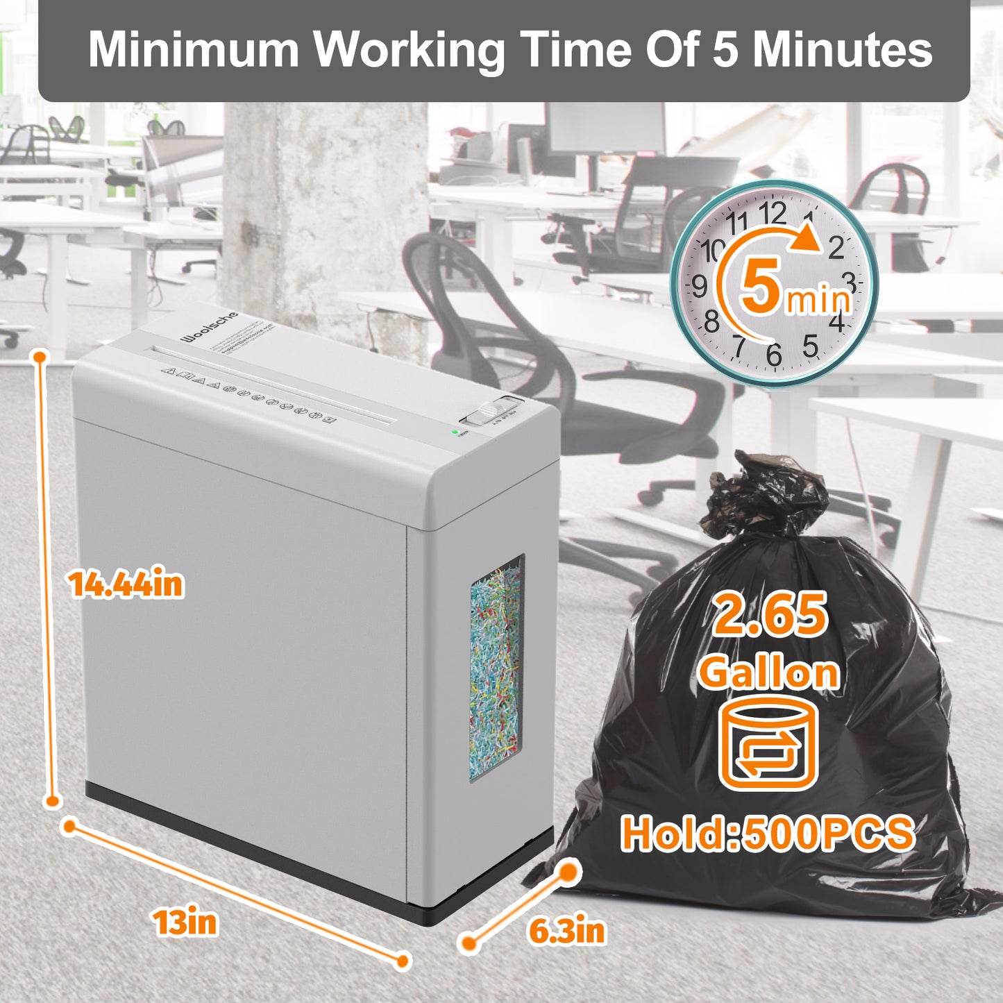 5-Sheet Micro Cut Paper Shredder with 2.65 Gallons Bin, P-5 High Security Level,Pull Out Basket with Jam Proof System for Home Office